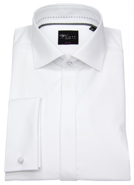 Venti Smokinghemd - Body Fit - verd. Knopfleiste - Umschlagmanschette - weiß