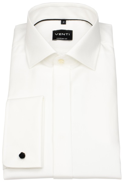 Venti Chemise de smoking - Comfort Fit - patte de boutonnage cachée - manchette mousquetaire - beige clair - sans emballage d´origine
