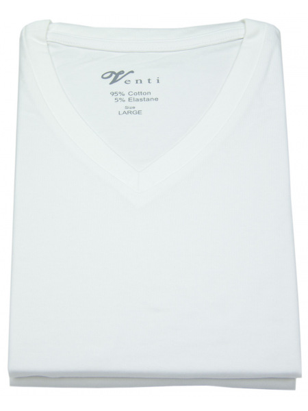 Venti T-Shirt Doppelpack - Modern Fit - V-Neck - weiß - ohne OVP