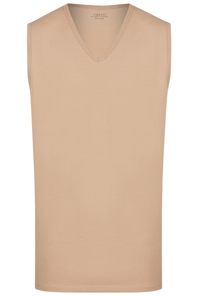 Venti Tank Top Doppelpack - Modern Fit - V-Ausschnitt - caramel